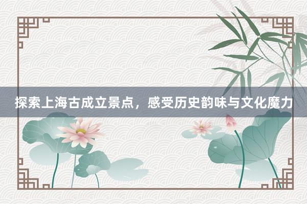 探索上海古成立景点，感受历史韵味与文化魔力